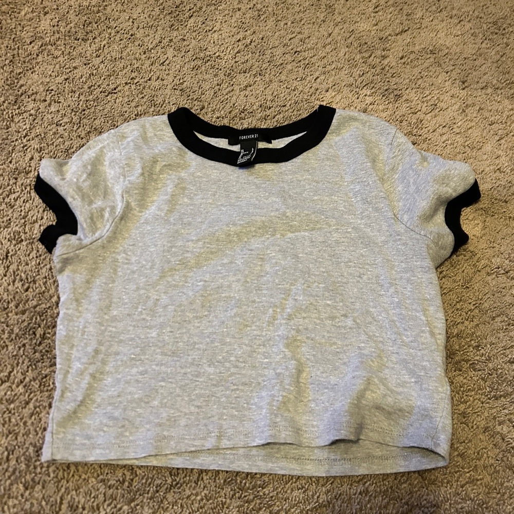 Forever 21 Kids Gray Tee with Black Trim